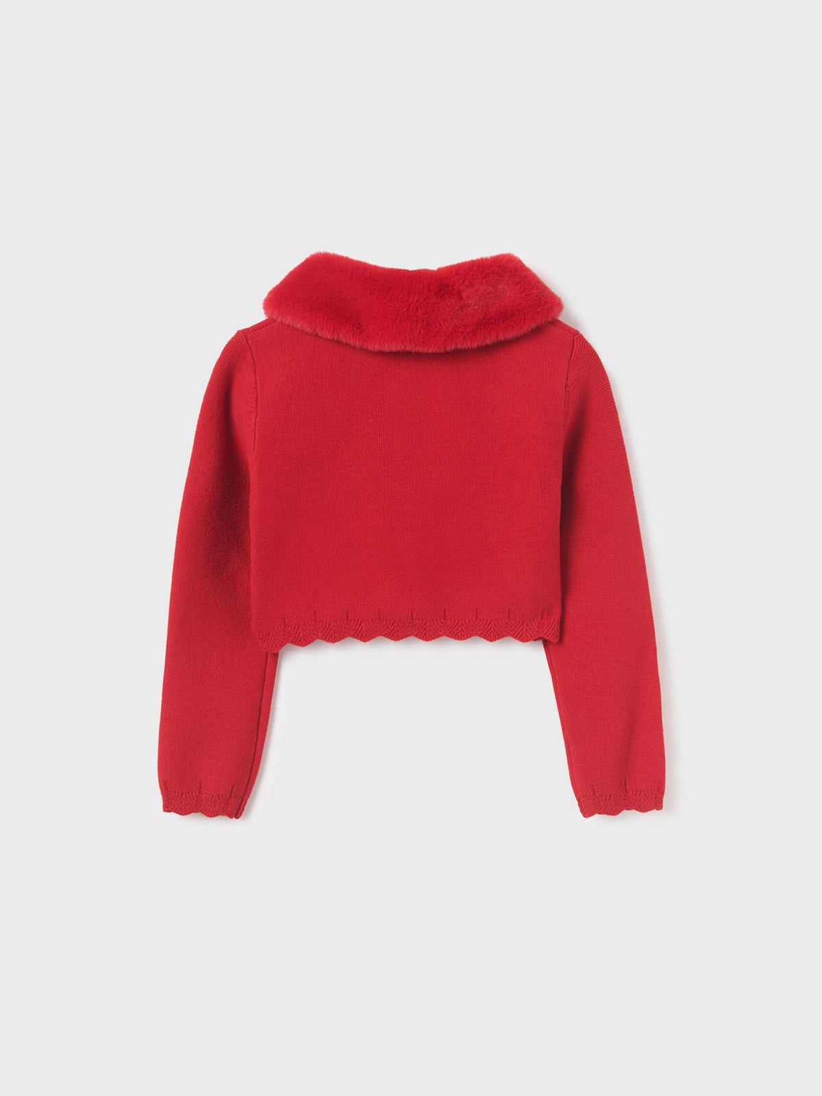 Casaco tricô gola pelo Vermelho (Vermelho)  para Menina - Abel & Lula