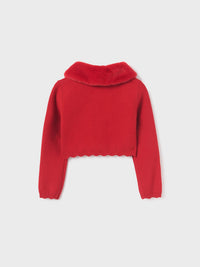 Casaco tricô gola pelo Vermelho (Vermelho)  para Menina - Abel & Lula