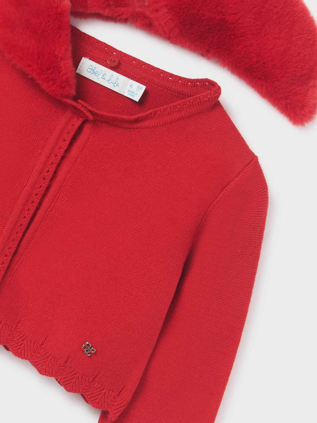 Casaco tricô gola pelo Vermelho (Vermelho)  para Menina - Abel & Lula