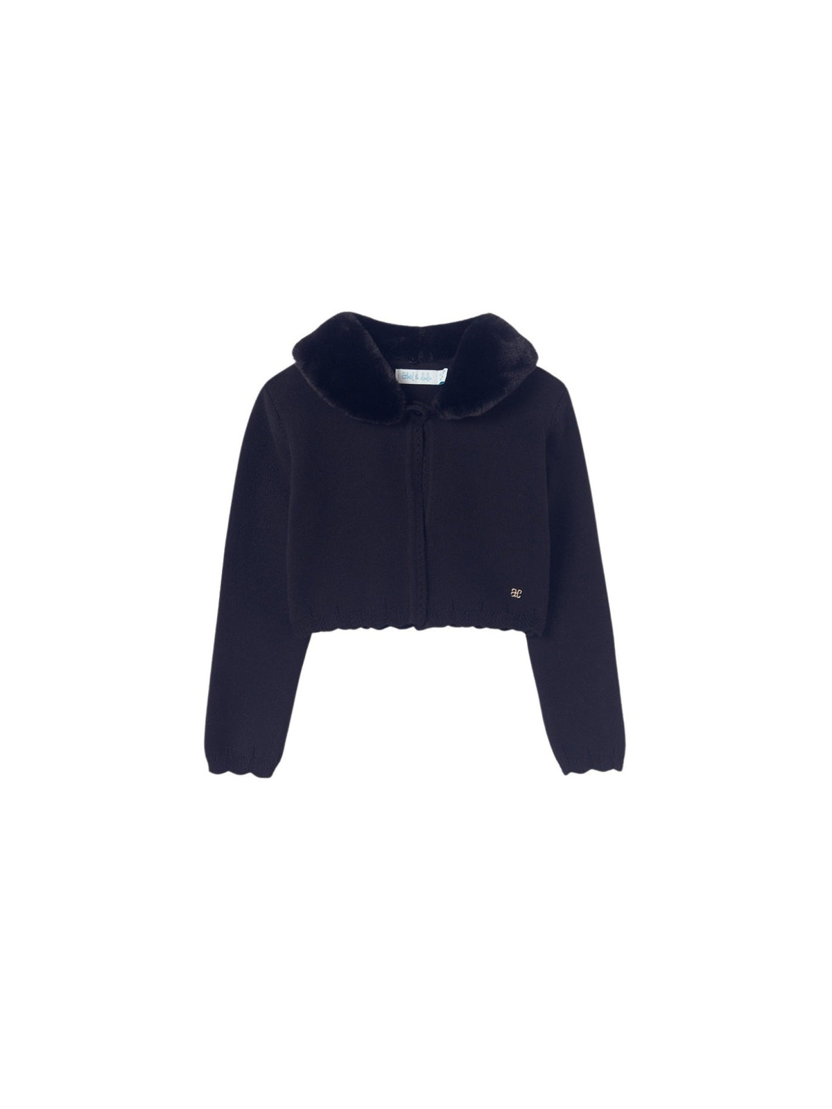 Casaco tricô gola pelo Azul navy (Marinho)  para Menina - Abel & Lula