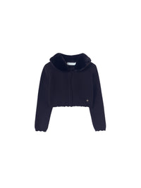 Casaco tricô gola pelo Azul navy (Marinho)  para Menina - Abel & Lula