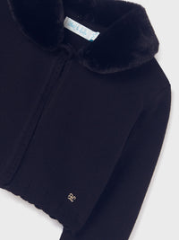 Casaco tricô gola pelo Azul navy (Marinho)  para Menina - Abel & Lula