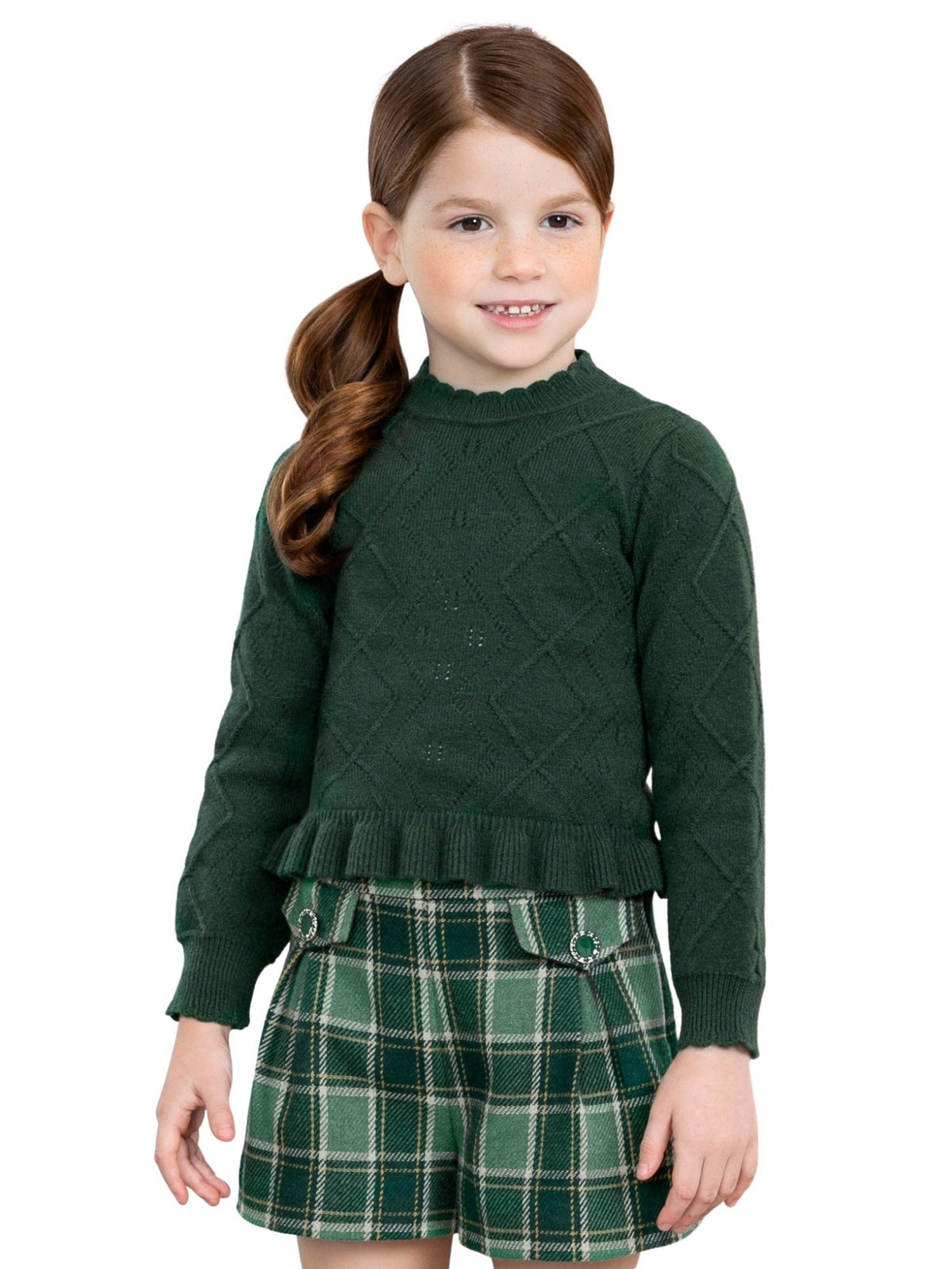 Camiola gola alta tricô V.garrafa (Verde Escuro)  para Menina - Abel & Lula