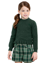Camiola gola alta tricô V.garrafa (Verde Escuro)  para Menina - Abel & Lula