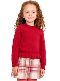Camiola gola alta tricô Framboesa (Vermelho Escuro)  para Menina - Abel & Lula