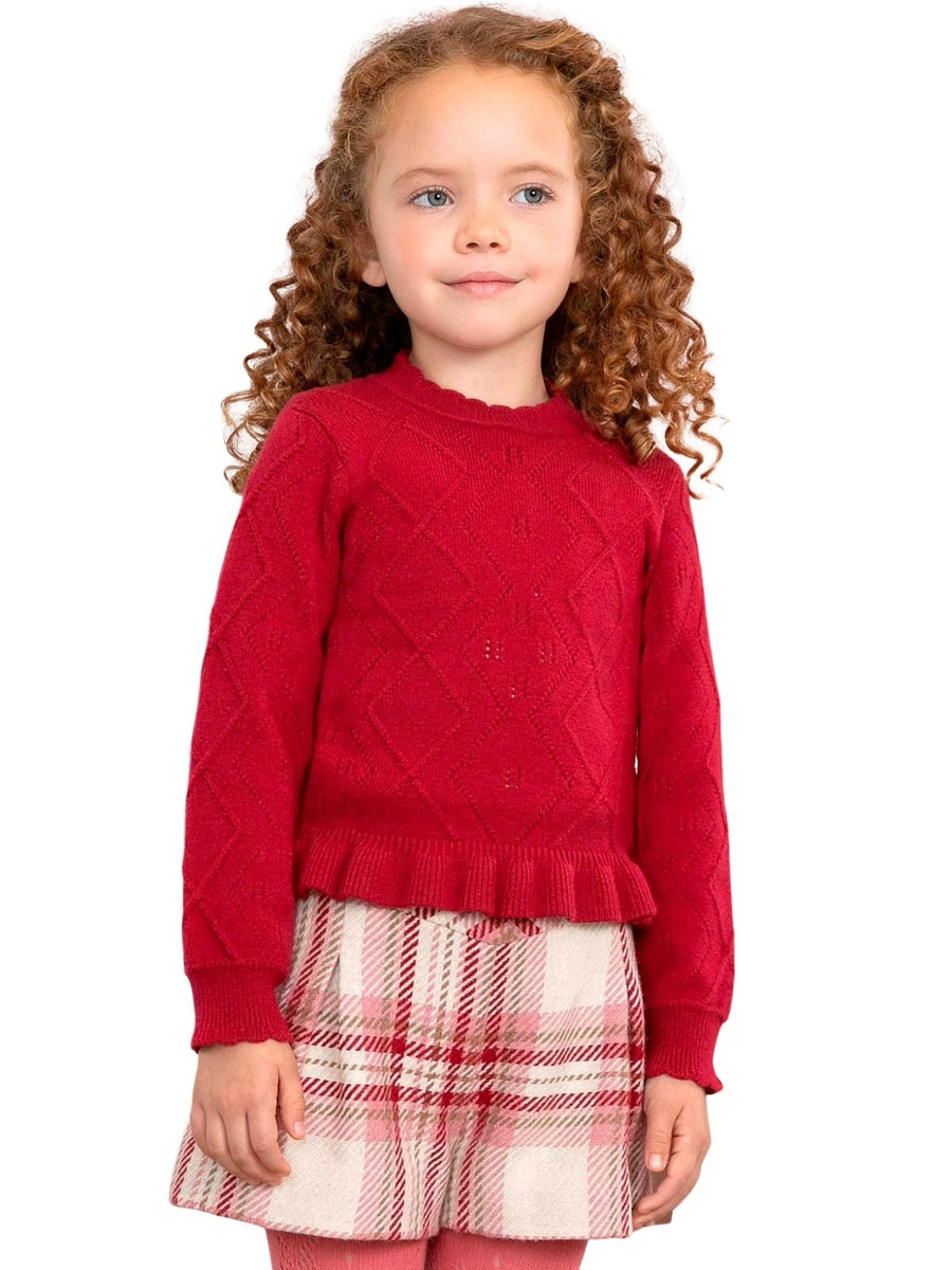 Camiola gola alta tricô Framboesa (Vermelho Escuro)  para Menina - Abel & Lula