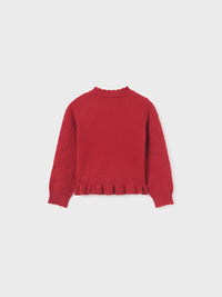 Camiola gola alta tricô Framboesa (Vermelho Escuro)  para Menina - Abel & Lula
