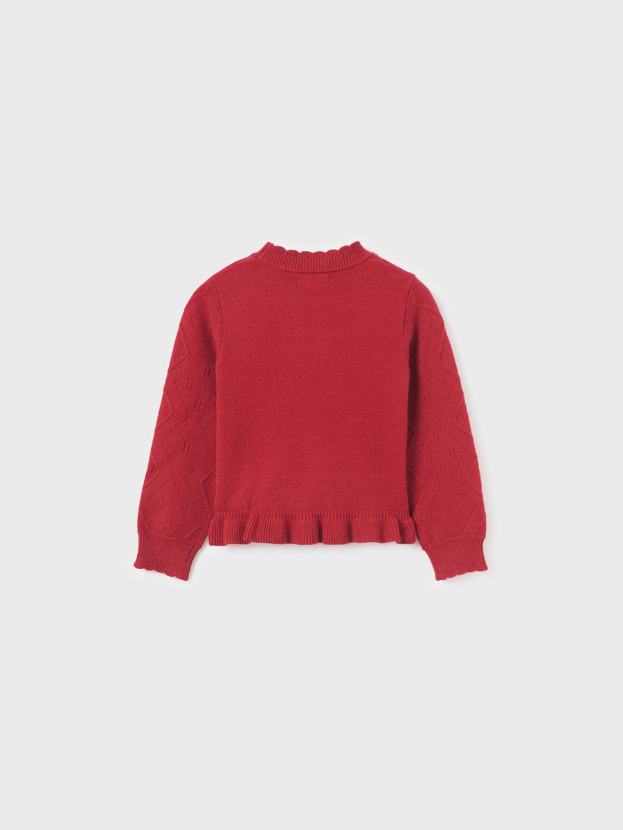 Camiola gola alta tricô Framboesa (Vermelho Escuro)  para Menina - Abel & Lula