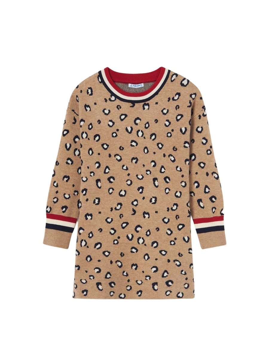 Vestido tricot estampado Manchas (Castanho Claro)  para Menina - Mayoral