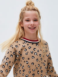 Vestido tricot estampado Manchas (Castanho Claro)  para Menina - Mayoral