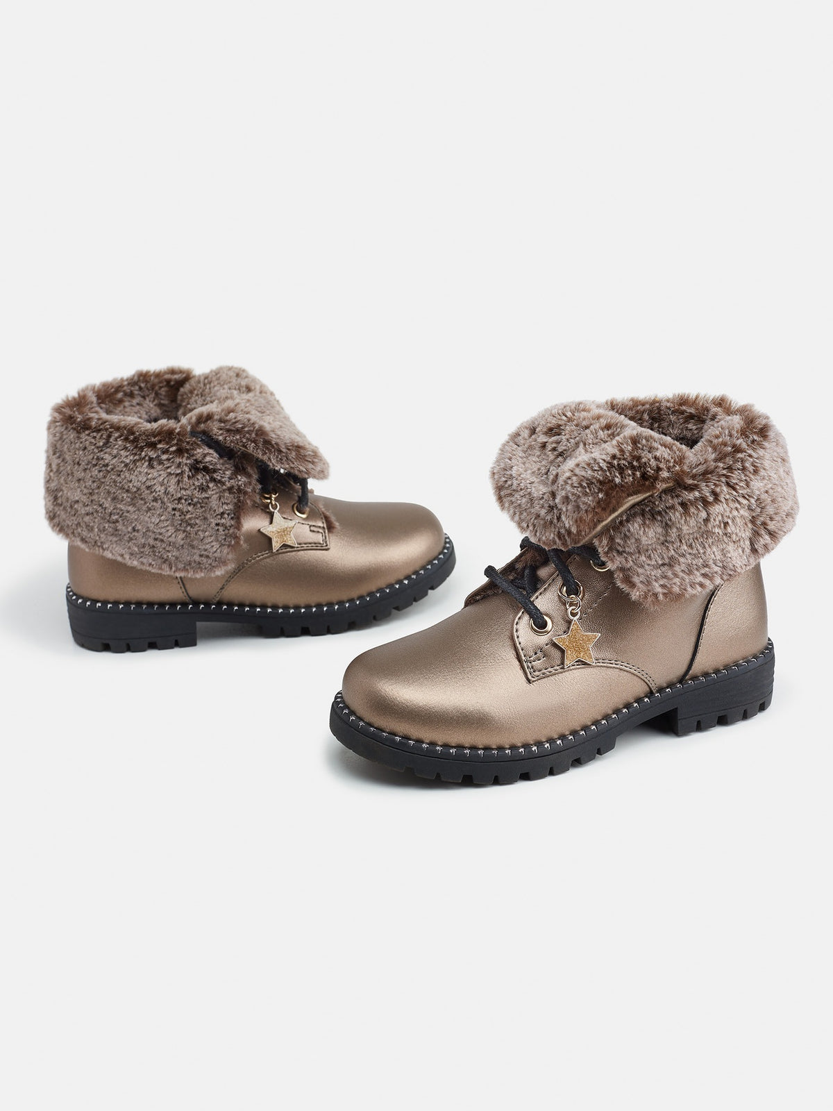Botim biker forro pêlo Bronze (Dourado)  para Menina - Mayoral