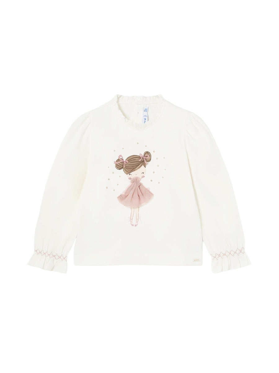 Camiseta m/comp. clássica Crú-rubor (Rosa Velho)  para Bebé Menina - Mayoral