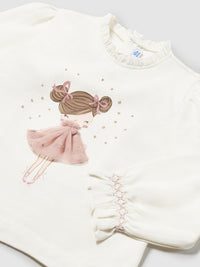 Camiseta m/comp. clássica Crú-rubor (Rosa Velho)  para Bebé Menina - Mayoral