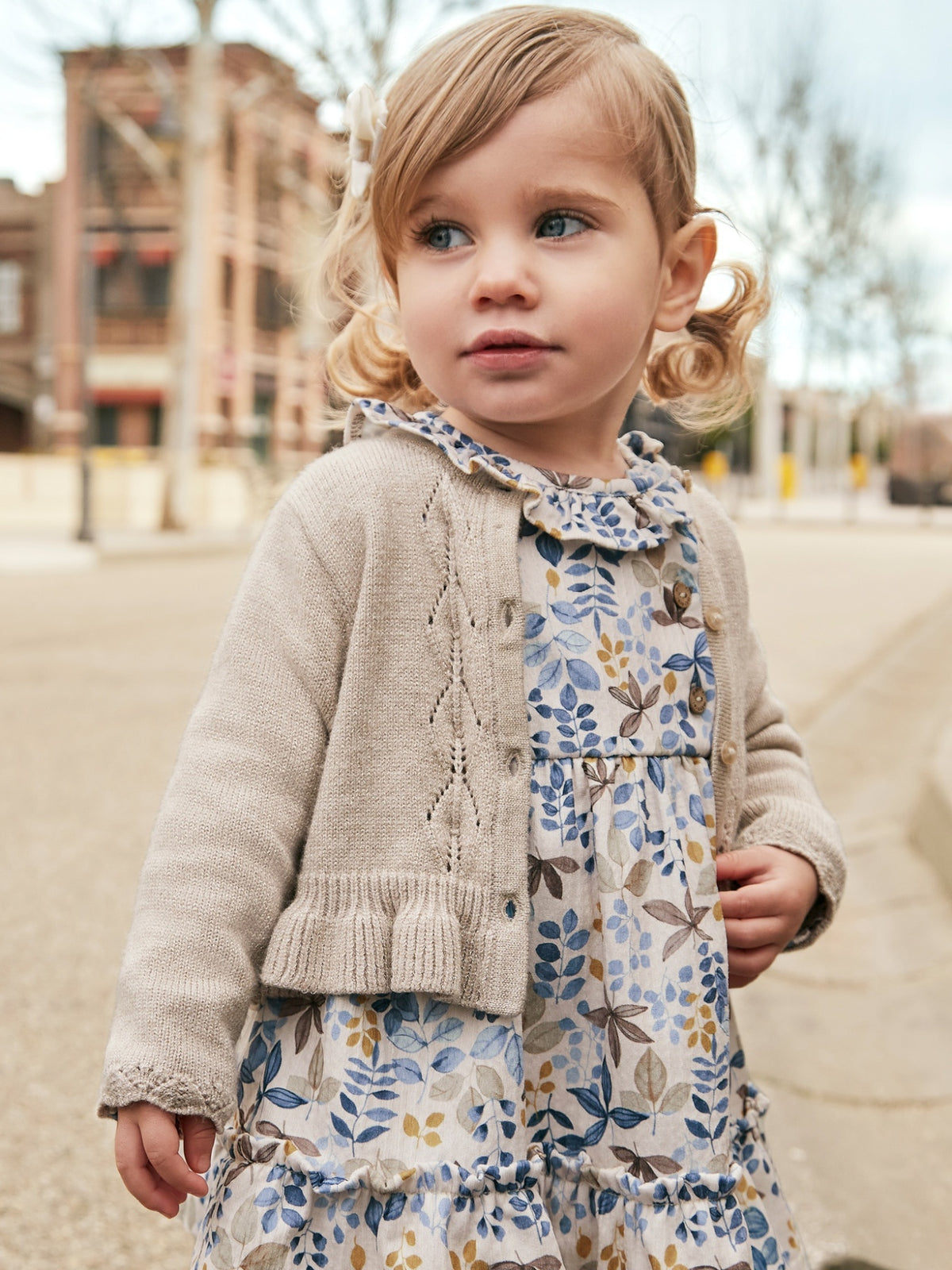 Casaco tricot comprido Vison vig (Castanho Escuro)  para Bebé Menina - Mayoral