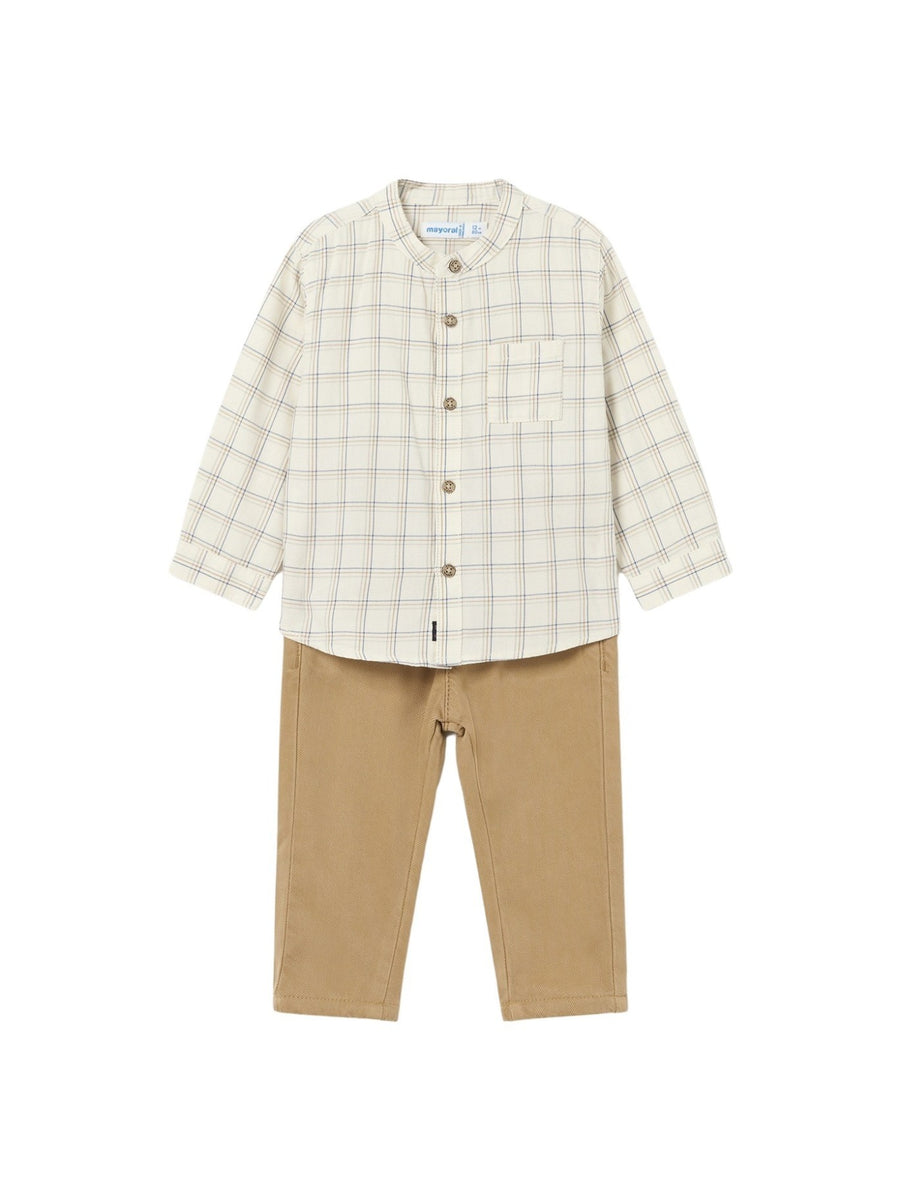 Conj. calça camisa m/comp. Toffee (Castanho Claro)  para Bebé Menino - Mayoral