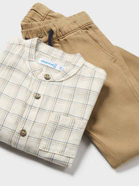 Conj. calça camisa m/comp. Toffee (Castanho Claro)  para Bebé Menino - Mayoral
