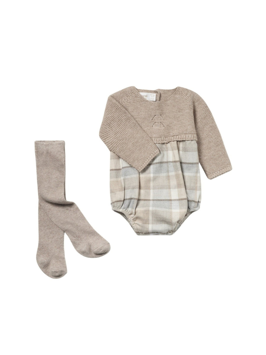 Babygrow comb. e meia calça Nóz (Castanho Claro)  para Bebé Menino - Mayoral