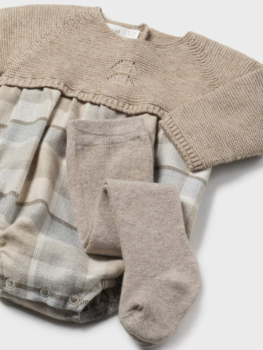 Babygrow comb. e meia calça Nóz (Castanho Claro)  para Bebé Menino - Mayoral