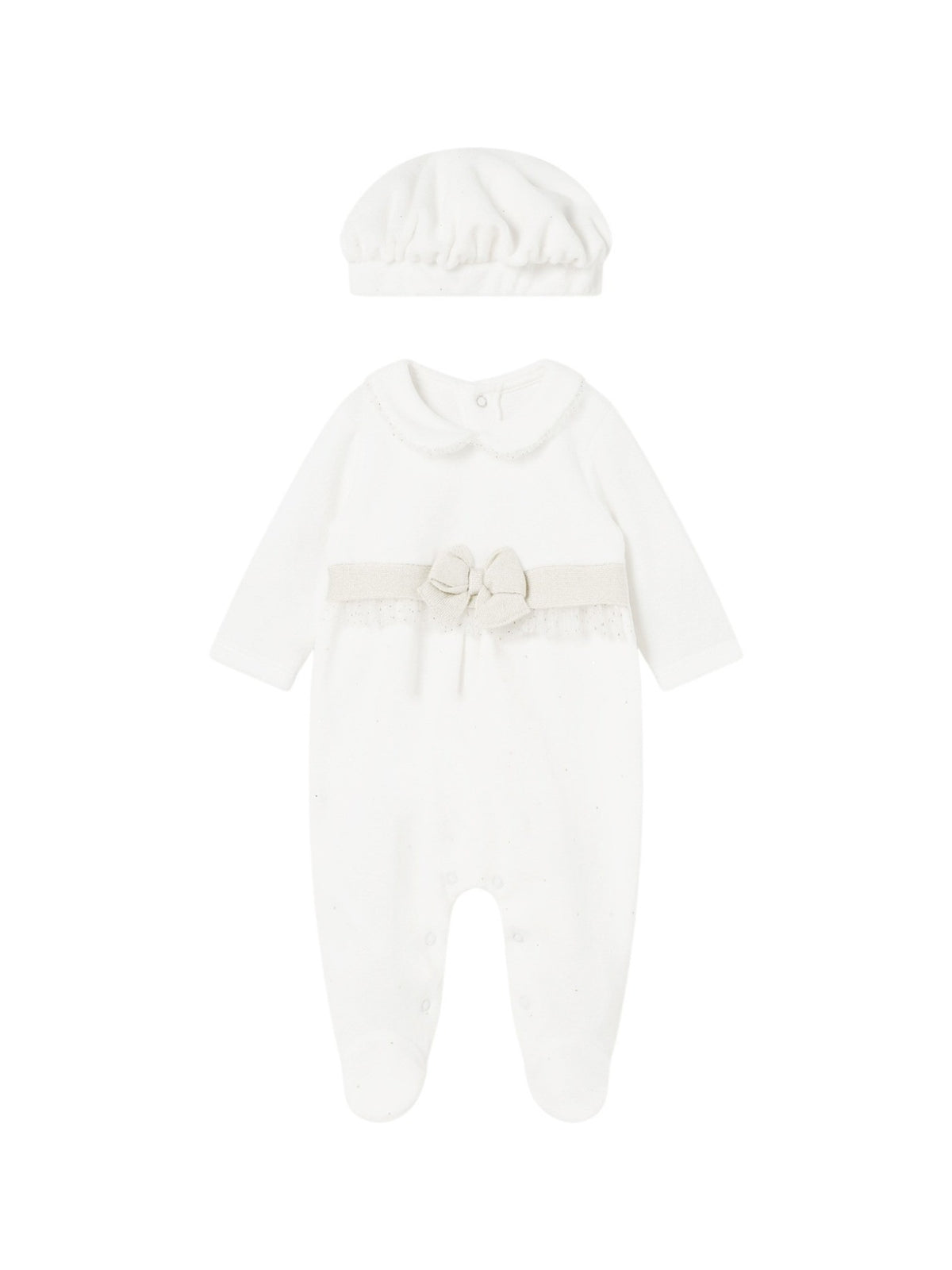 Pijama com boina Crú (Creme / Pérola)  para Bebé Menina - Mayoral
