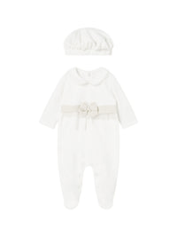 Pijama com boina Crú (Creme / Pérola)  para Bebé Menina - Mayoral