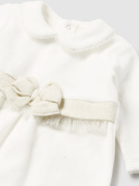 Pijama com boina Crú (Creme / Pérola)  para Bebé Menina - Mayoral