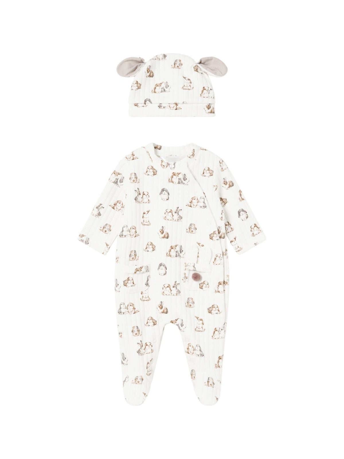 Set babygrow com gorro Crú (Creme / Pérola)  para Bebé Menino - Mayoral