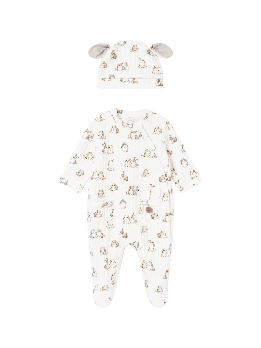 Set babygrow com gorro Crú (Creme / Pérola)  para Bebé Menino - Mayoral
