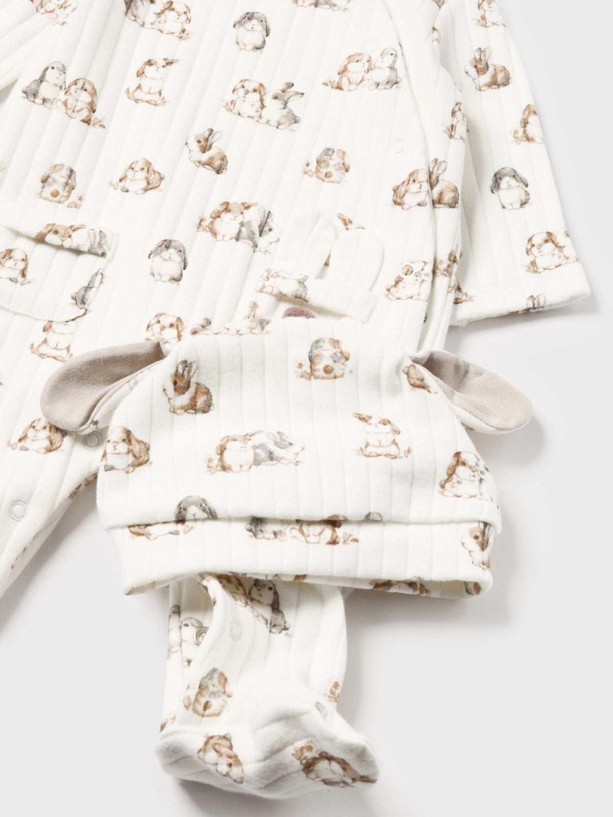 Set babygrow com gorro Crú (Creme / Pérola)  para Bebé Menino - Mayoral