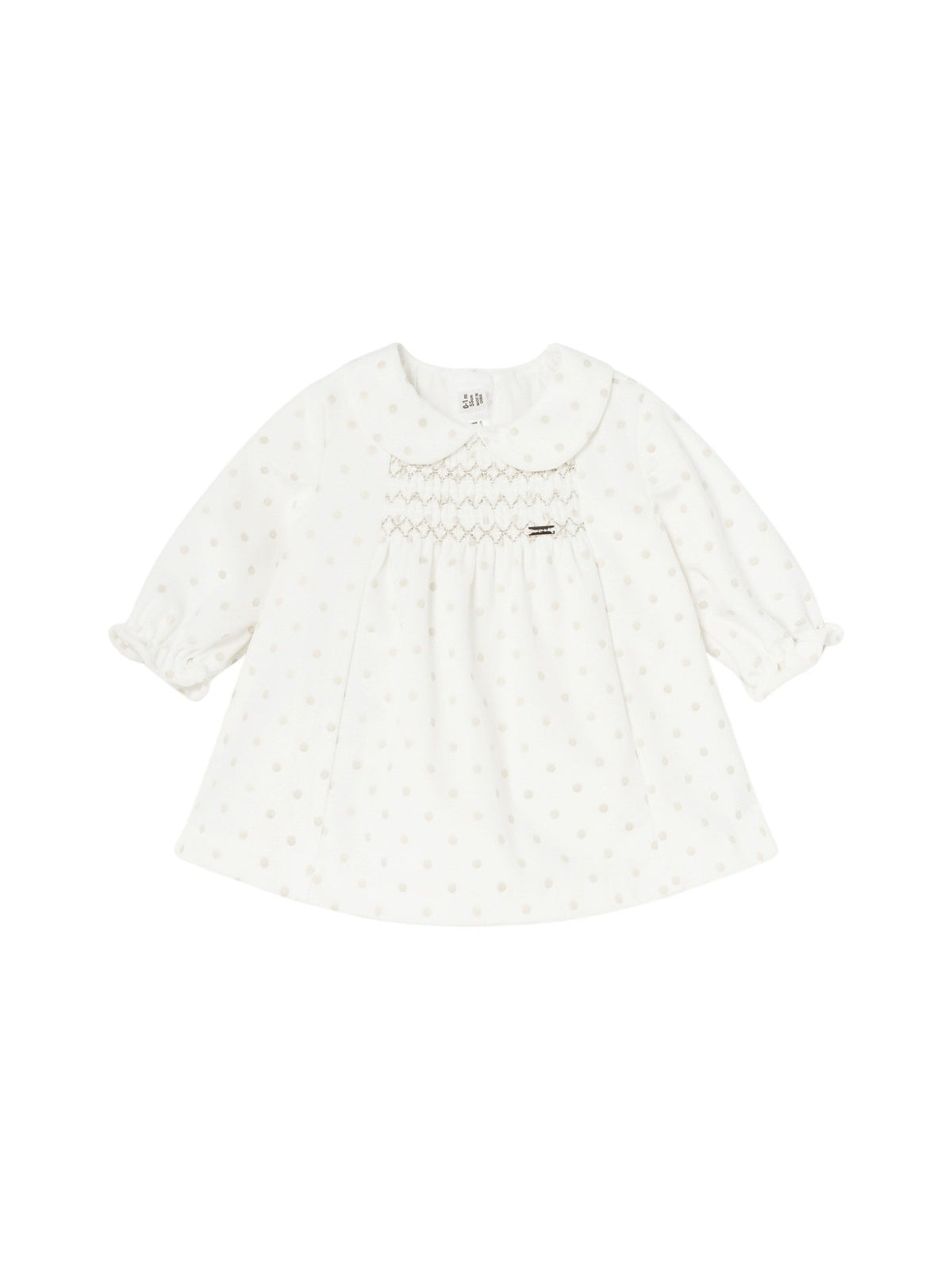 Vestido terciopêlo Crú (Creme / Pérola)  para Bebé Menina - Mayoral
