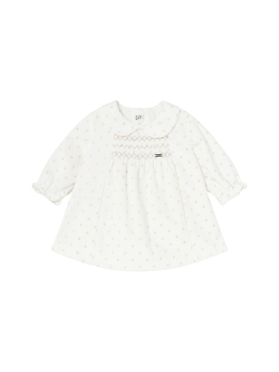 Vestido terciopêlo Crú (Creme / Pérola)  para Bebé Menina - Mayoral