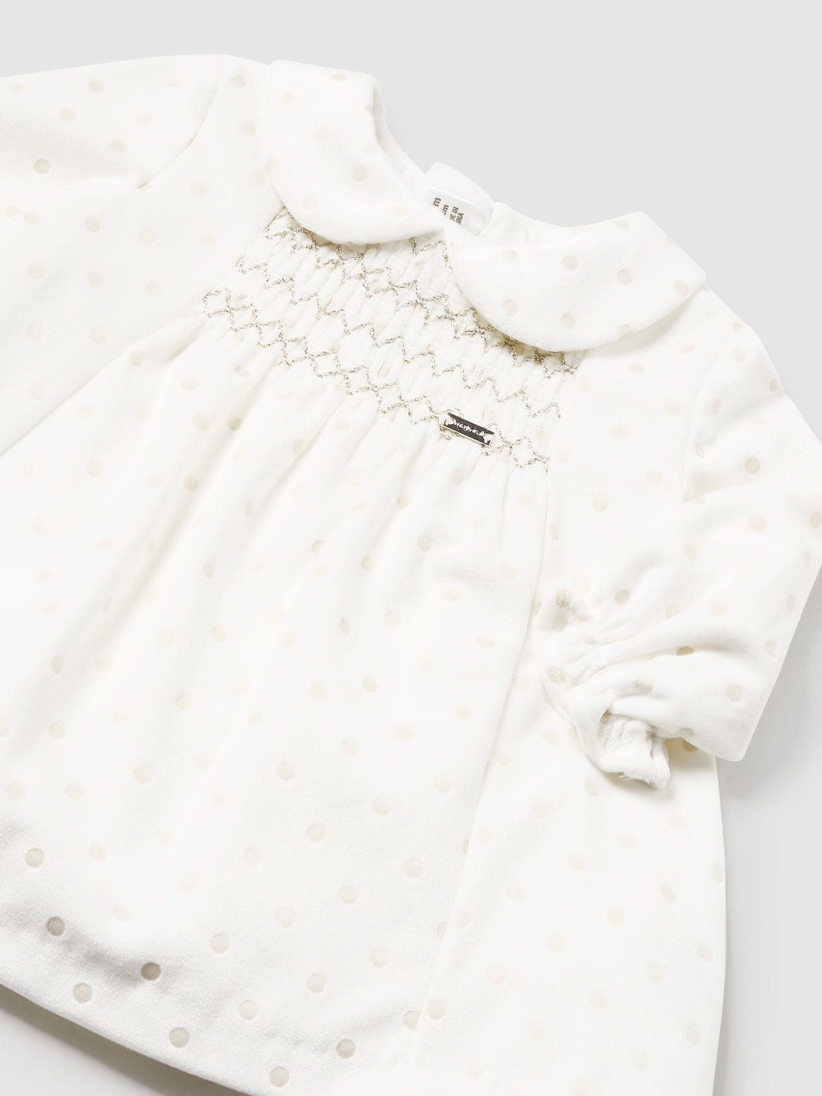 Vestido terciopêlo Crú (Creme / Pérola)  para Bebé Menina - Mayoral