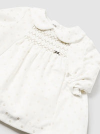 Vestido terciopêlo Crú (Creme / Pérola)  para Bebé Menina - Mayoral