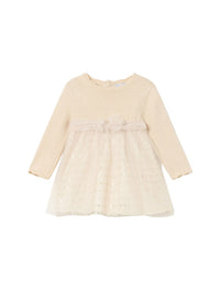Vestido combinado tricot Bege (Bege)  para Bebé Menina - Mayoral