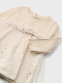 Vestido combinado tricot Bege (Bege)  para Bebé Menina - Mayoral