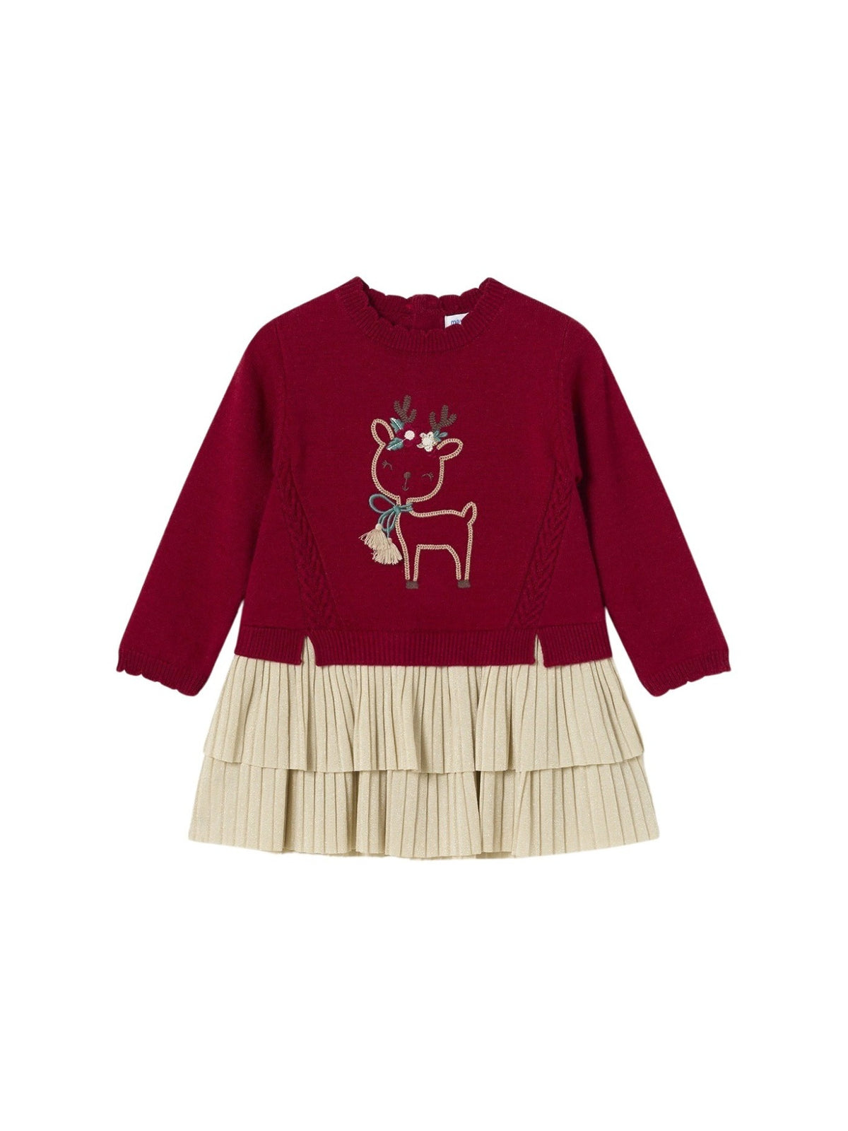 Vestido combinado tricot Ginja (Vermelho Escuro)  para Bebé Menina - Mayoral