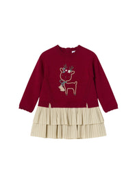 Vestido combinado tricot Ginja (Vermelho Escuro)  para Bebé Menina - Mayoral
