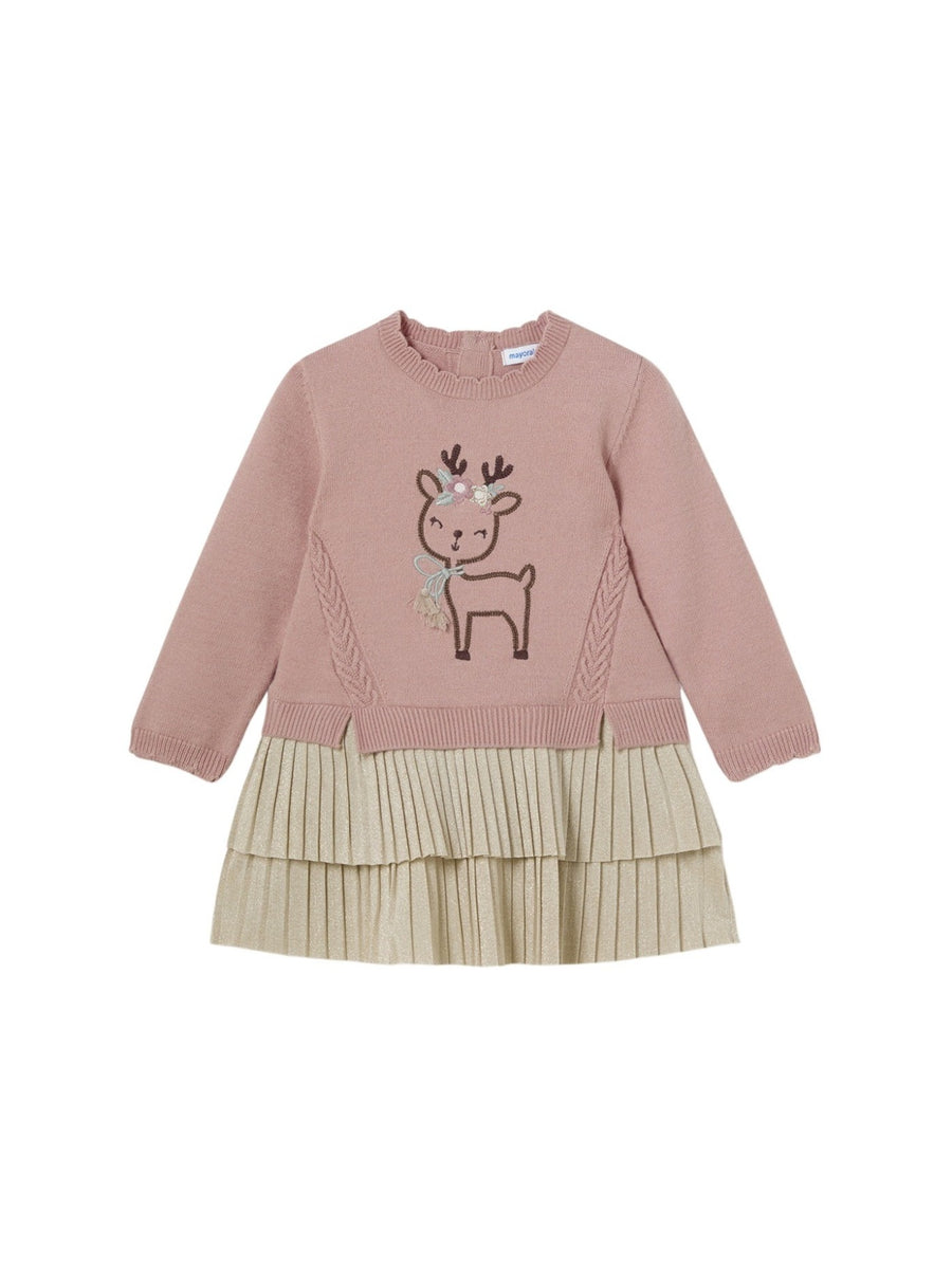 Vestido combinado tricot Rubor (Rosa)  para Bebé Menina - Mayoral