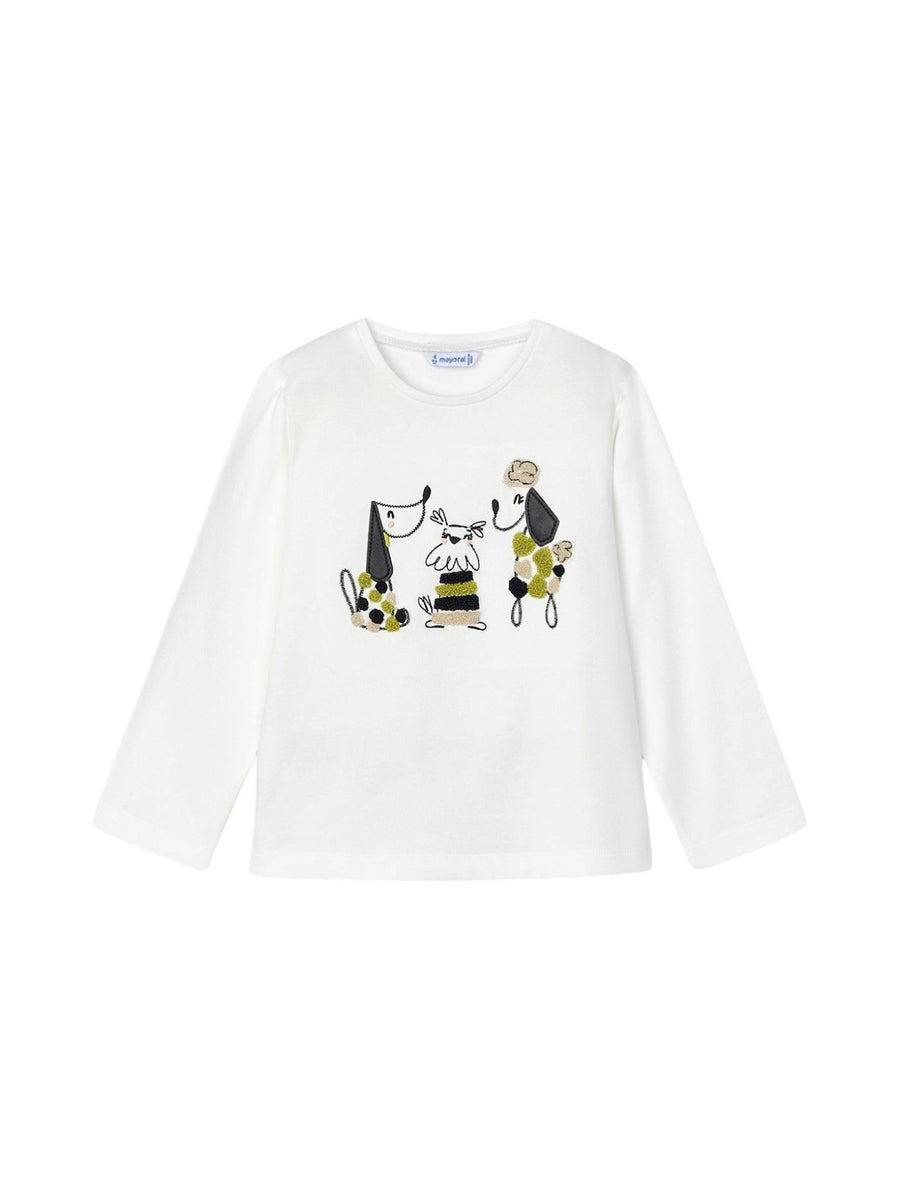 Camiseta m/comp. bordada Crú-citron (Amarelo)  para Menina - Mayoral