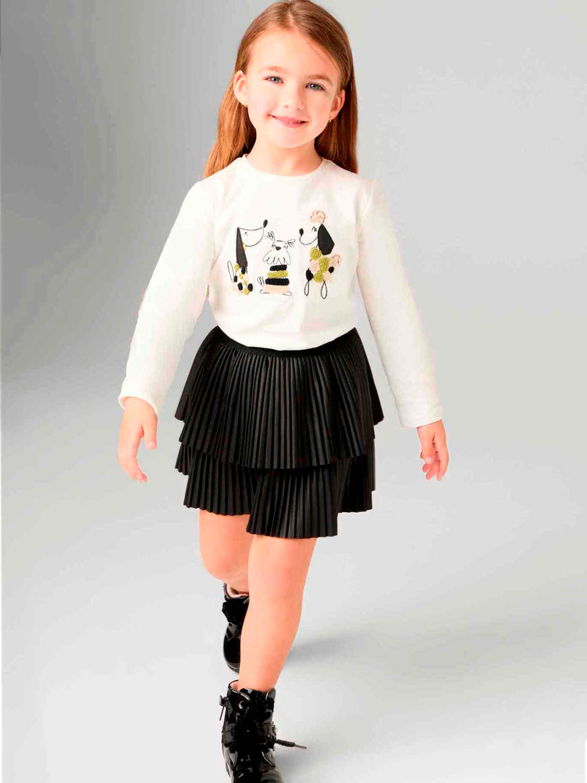 Camiseta m/comp. bordada Crú-citron (Amarelo)  para Menina - Mayoral