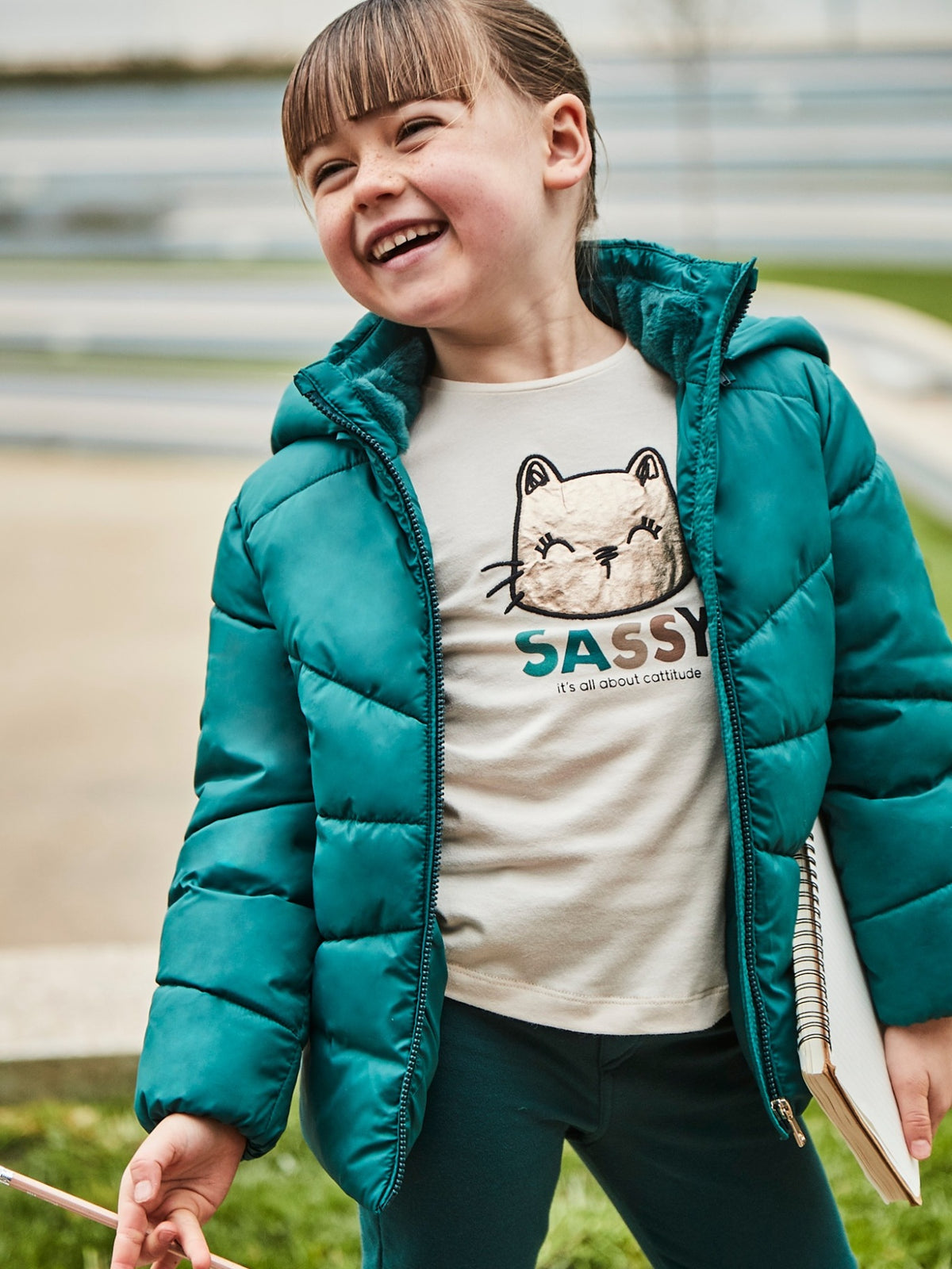 Camiseta m/comp. bordada Grão bico (Bege)  para Menina - Mayoral