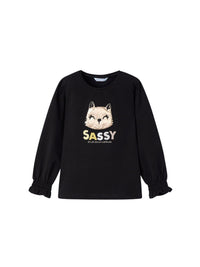 Camiseta m/comp. bordada Preto (Preto)  para Menina - Mayoral