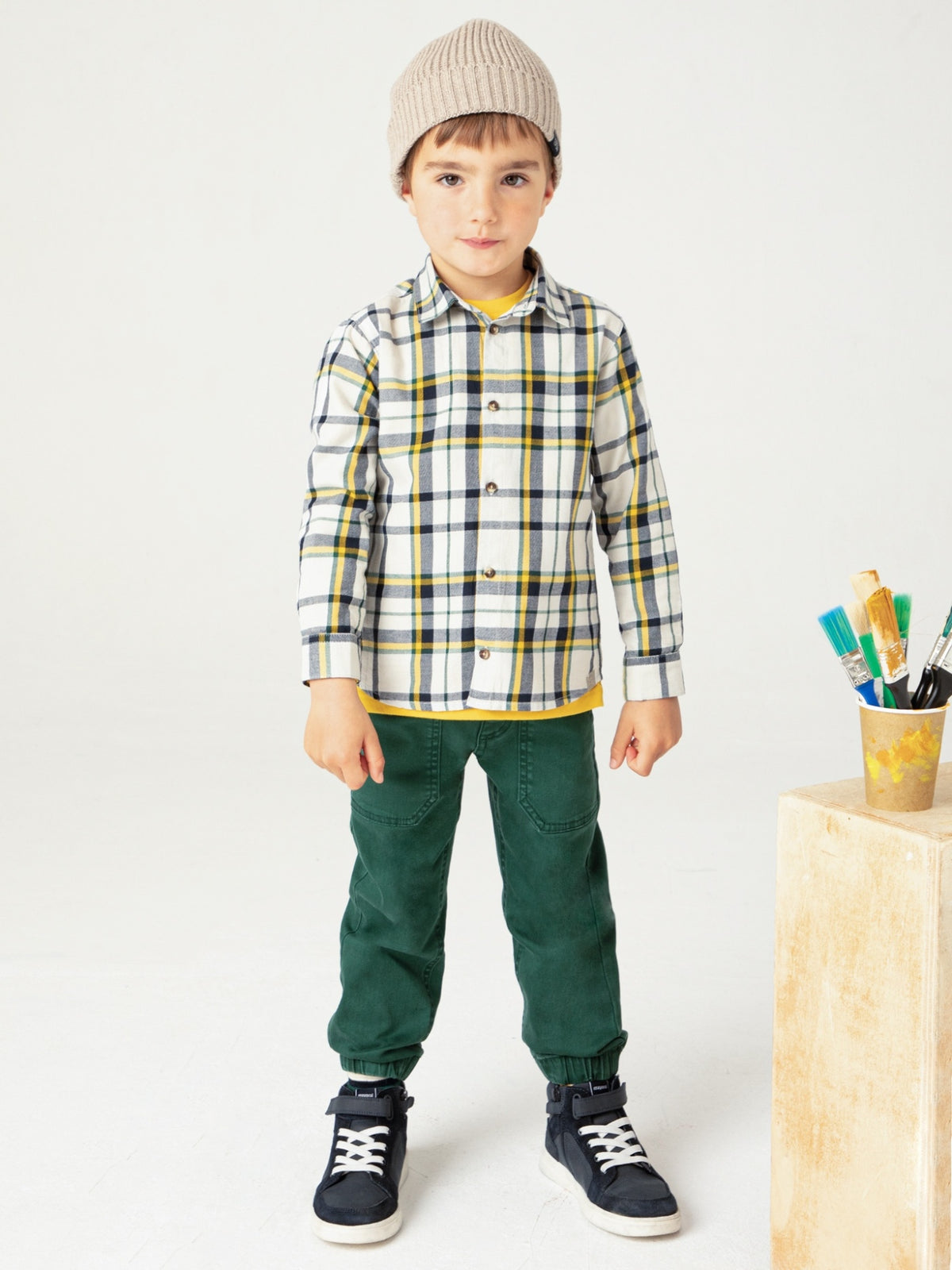 Camisa m/comp.xadrez Polen (Amarelo Ocre)  para Menino - Mayoral