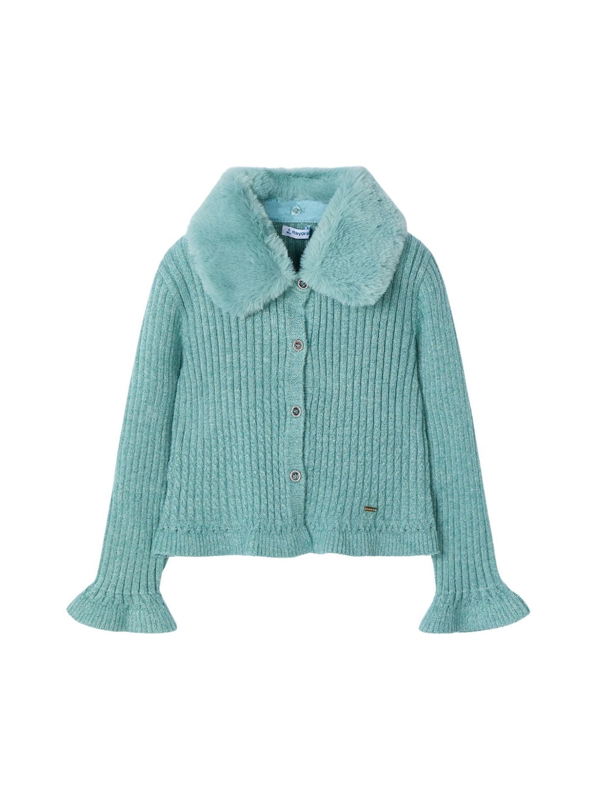Casaco tricô gola pelo Esmerald v (Verde Água)  para Menina - Mayoral