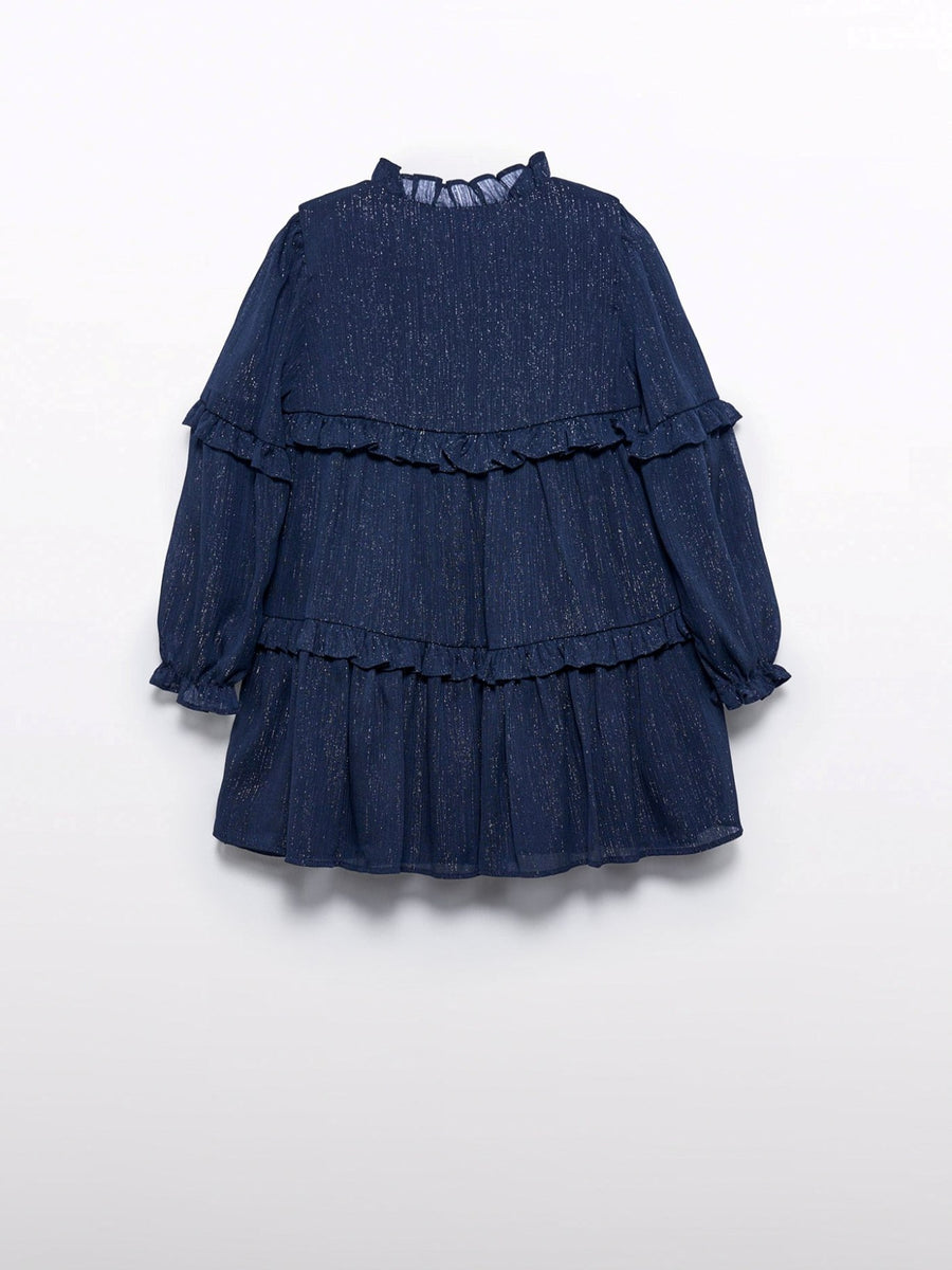 Vestido bambula lurex Marinho (Marinho)  para Menina - Abel & Lula