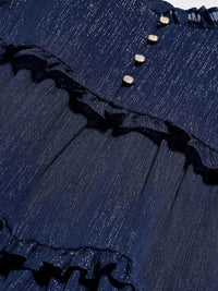 Vestido bambula lurex Marinho (Marinho)  para Menina - Abel & Lula