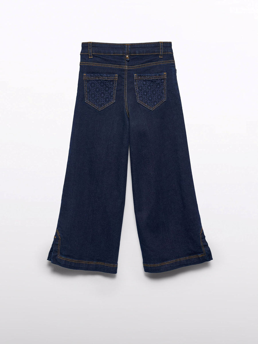 Calça ganga palazzo Escuro (Marinho)  para Menina - Abel & Lula