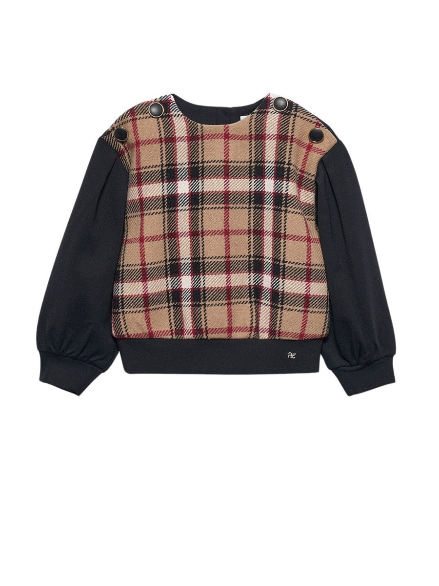 Sweat xadrez combinada Preto (Preto)  para Menina - Abel & Lula