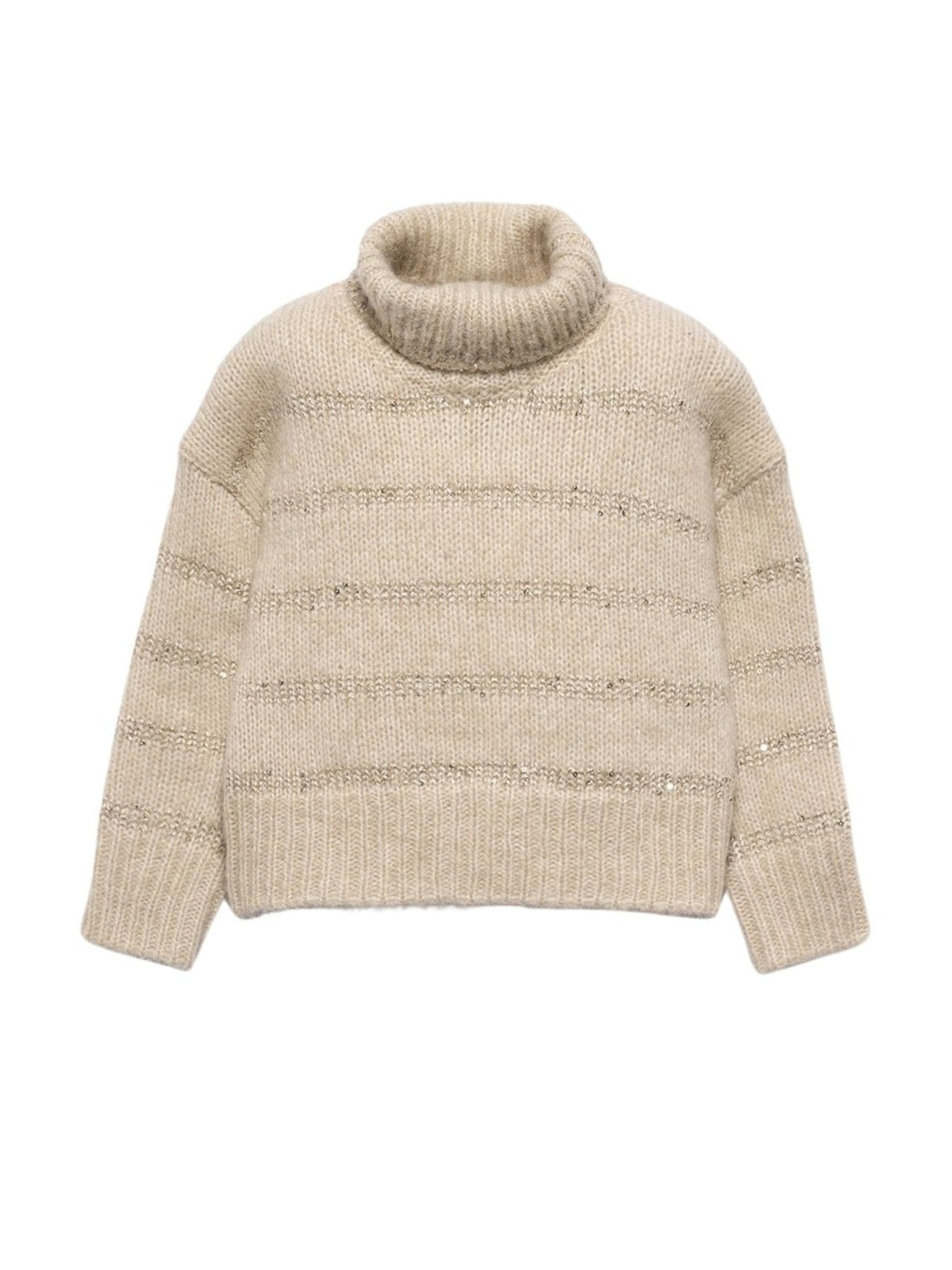 Jersey riscas lantejoulas Trigo (Bege)  para Menina - Abel & Lula