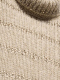 Jersey riscas lantejoulas Trigo (Bege)  para Menina - Abel & Lula