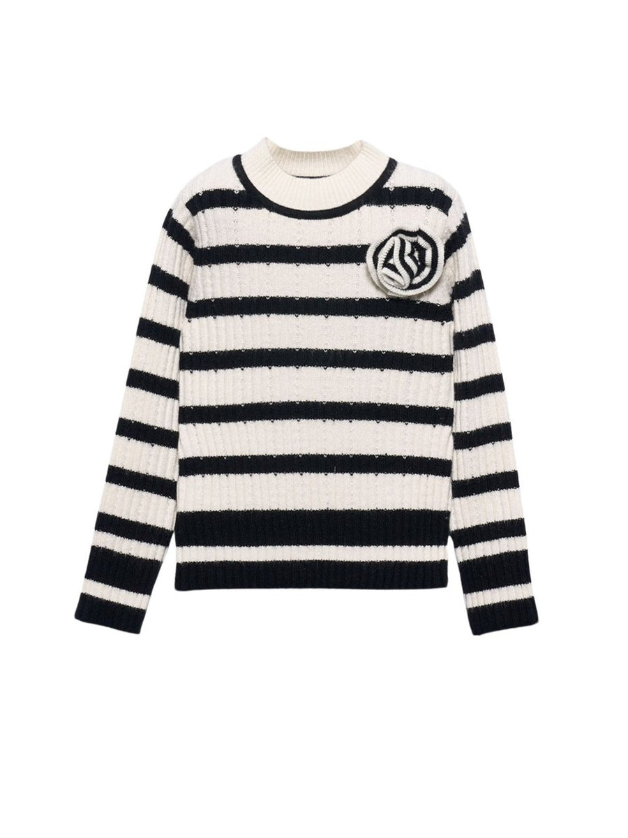 Camisola tricot riscas Preto (Preto)  para Menina - Abel & Lula